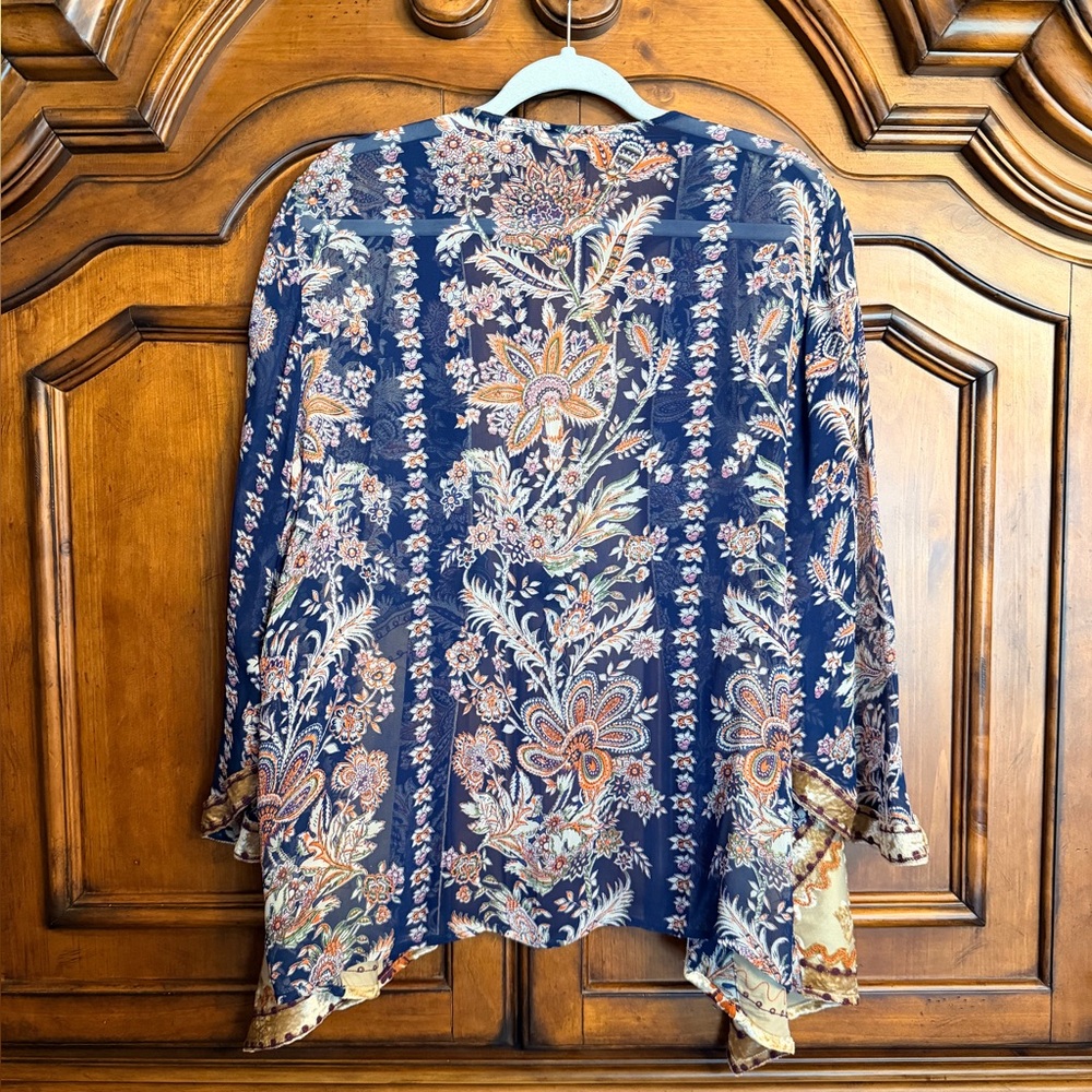 Soft Surroundings Moonlight Garden Kimono Topper Womens LP Boho Velvet Festival - Picture 8 of 14